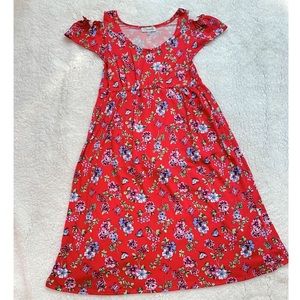 Nanette girls red floral walk through Dress